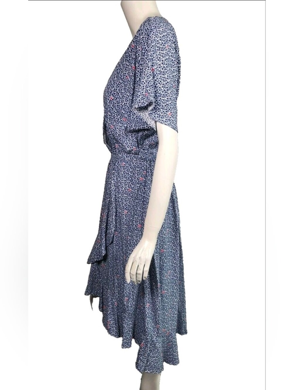 J. Crew Mercantile Blue Floral High-Low Wrap Dress - Picture 3 of 5
